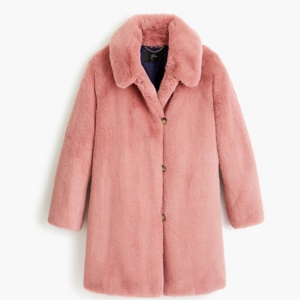 Faux fur mauve/pink coat from J. Crew, NWT, XXS.